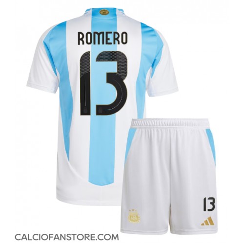 Maglia Calcio Argentina Cristian Romero #13 Prima Divisa Bambino Copa America 2024 Manica Corta (+ pantaloncini)